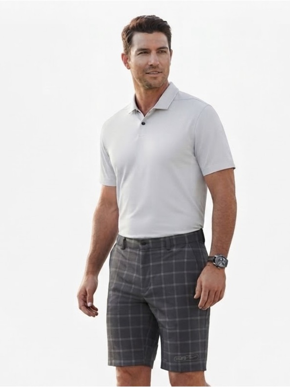 Nike Men's Nike Golf Gray Plaid Flat-Front Shorts 36